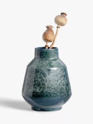 John Lewis Alis Earthenware Vase, H18cm, Reactive Blue - thumbnail 3