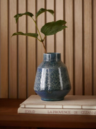 John Lewis Alis Earthenware Vase, H18cm, Reactive Blue - thumbnail 2