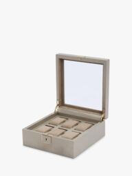 WOLF Palermo Leather 6 Piece Watch Box, Pewter - thumbnail 2