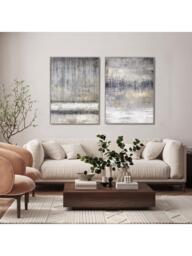 John Lewis Sabrina Roscino 'Torrent' Abstract Framed Canvas, Set of 2, 120 x 90cm, Grey/Gold - thumbnail 2