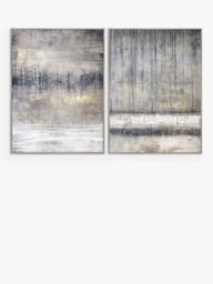 John Lewis Sabrina Roscino 'Torrent' Abstract Framed Canvas, Set of 2, 120 x 90cm, Grey/Gold
