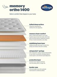Silentnight Sleep Retreat Memory Ortho 1400 Mirapocket® Spring Mattress, Extra Firm Tension, Double - thumbnail 4