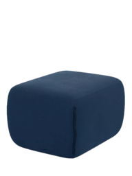 Cozmo Cozy Pouffe Footstool, Blue Velvet Blue Piping - thumbnail 1