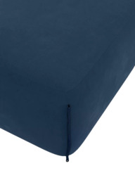 Cozmo Cozy Pouffe Footstool, Blue Velvet Blue Piping - thumbnail 4