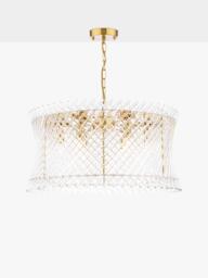 Där Loire 6 Light Pendant Ceiling Light, Brass/Clear