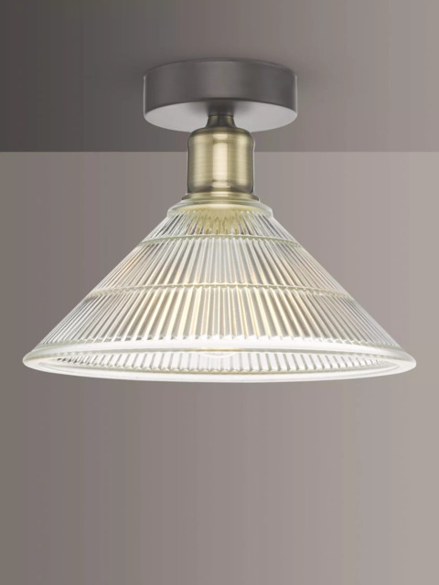 Där Boyd Semi Flush Prismatic Glass Ceiling Light, Clear/Brass - image 1