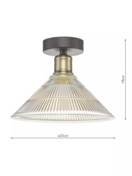 Där Boyd Semi Flush Prismatic Glass Ceiling Light, Clear/Brass - thumbnail 6
