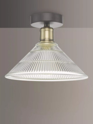 Där Boyd Semi Flush Prismatic Glass Ceiling Light, Clear/Brass - thumbnail 2
