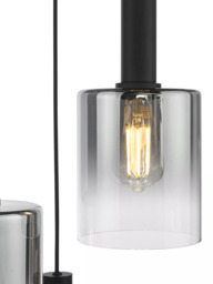 Där Savannah 3 Pendant Cluster Ceiling Light, Black/Smoked - thumbnail 3