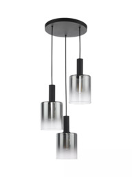 Där Savannah 3 Pendant Cluster Ceiling Light, Black/Smoked - thumbnail 2