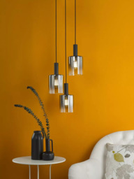 Där Savannah 3 Pendant Cluster Ceiling Light, Black/Smoked - thumbnail 6