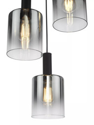 Där Savannah 3 Pendant Cluster Ceiling Light, Black/Smoked - thumbnail 4