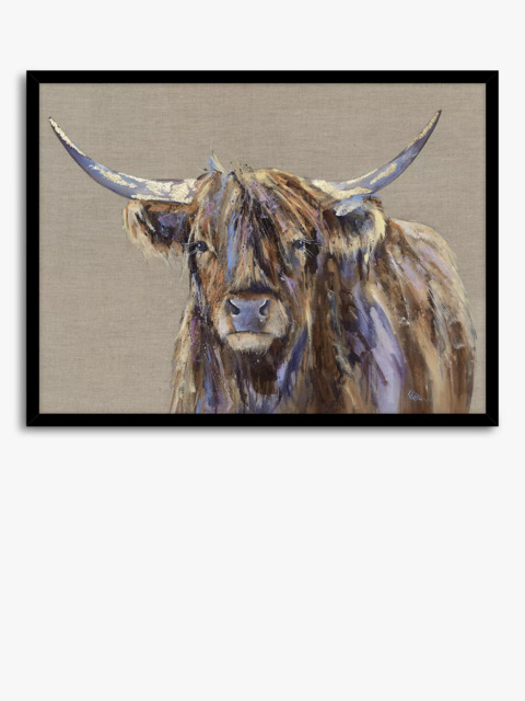 John Lewis Louise Luton 'Archie' Highland Cow Framed Print, 78.5 x 104.5cm, Brown/Multi - image 1
