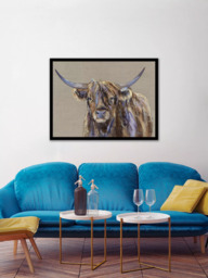 John Lewis Louise Luton 'Archie' Highland Cow Framed Print, 78.5 x 104.5cm, Brown/Multi - thumbnail 2