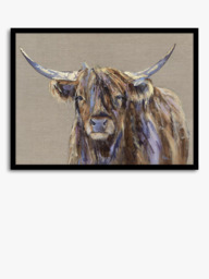 John Lewis Louise Luton 'Archie' Highland Cow Framed Print, 78.5 x 104.5cm, Brown/Multi - thumbnail 1