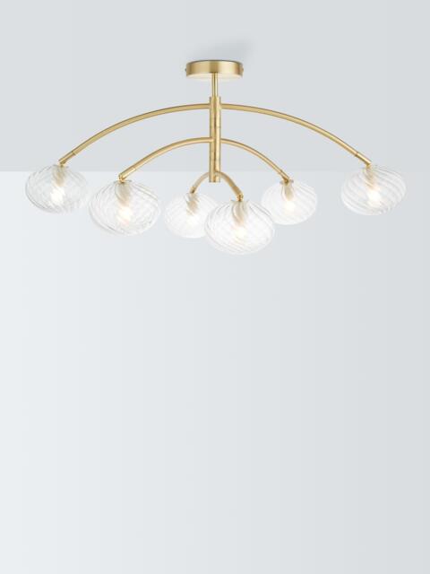 John Lewis Bowe 6 Arm Semi Flush Ceiling Light, Brushed Brass - image 1