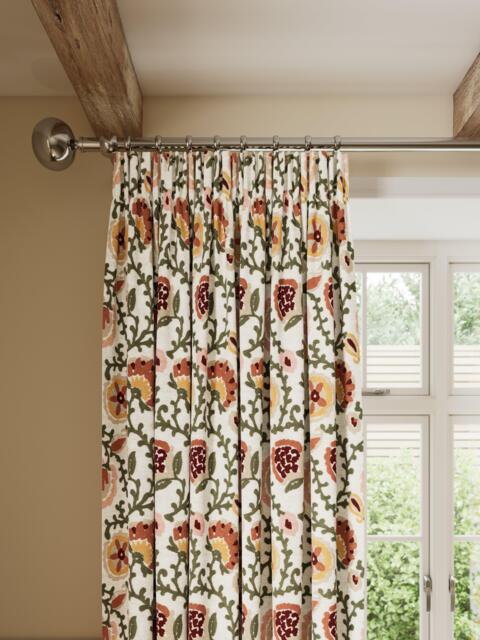 John Lewis Suzani Floral Embroidery Pencil Pleat Pair Blackout Lined Curtains, Multi - image 1