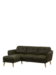 John Lewis Arlo LHF Chaise Leather Sofa, Light Leg