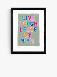 EAST END PRINTS Natalie Cass 'Live Laugh Leave by 9PM' Framed Print, 43.4 x 33.4cm, Black Frame - thumbnail 1