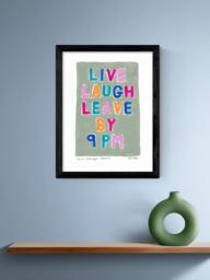 EAST END PRINTS Natalie Cass 'Live Laugh Leave by 9PM' Framed Print, 43.4 x 33.4cm, Black Frame - thumbnail 2