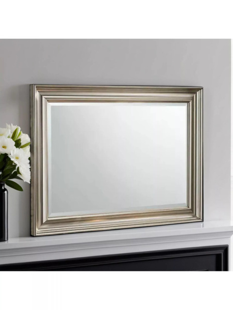 Yearn Ribbed Frame Rectangular Wall Mirror, 69 x 94cm, Silver - image 1