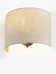 John Lewis Samantha Uplighter Linen Wall Light, Matt Nickle Silver - thumbnail 3