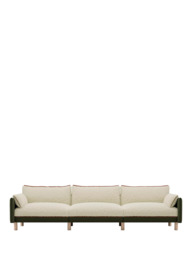 Cozmo Cozy 5 Seater Sofa, Dark Green Velvet Cream - thumbnail 1