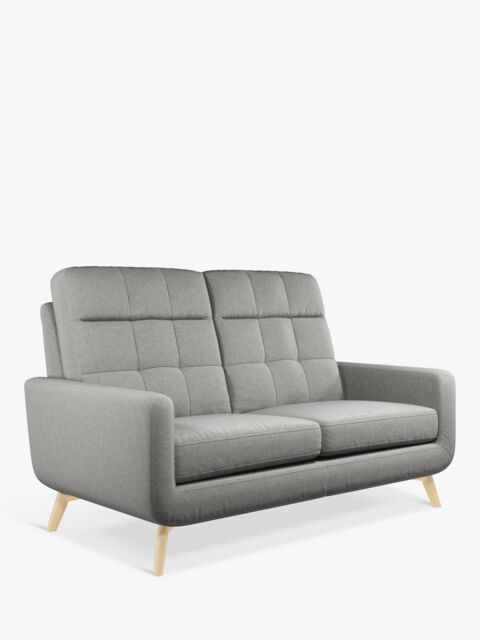 John Lewis Barbican Medium 2 Seater High Back Sofa, Light Leg, Aquaclean Connie Grey