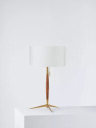 John Lewis Spindle Table Lamp, Walnut Stained Ash/Brass - thumbnail 3