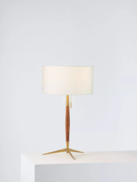John Lewis Spindle Table Lamp, Walnut Stained Ash/Brass