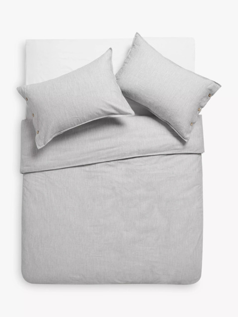 John Lewis Scandi Check Pure Cotton Weave Bedding, Navy - image 1