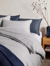 John Lewis Scandi Check Pure Cotton Weave Bedding, Navy - thumbnail 5