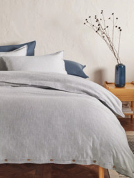 John Lewis Scandi Check Pure Cotton Weave Bedding, Navy - thumbnail 6