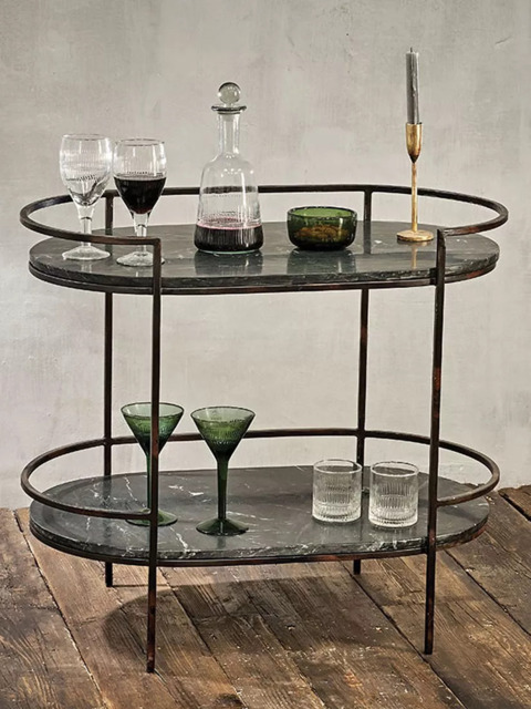 nkuku Karoko Oval Marble Drinks Table, Black - image 1