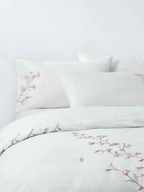 John Lewis Chinese Blossom Pure Cotton Embroidered Percale Duvet Cover Set - image 1