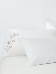 John Lewis Chinese Blossom Pure Cotton Embroidered Percale Duvet Cover Set - thumbnail 3