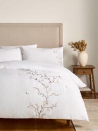 John Lewis Chinese Blossom Pure Cotton Embroidered Percale Duvet Cover Set - thumbnail 6
