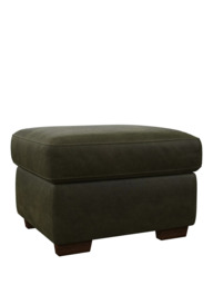 John Lewis Camden Leather Storage Footstool, Dark Leg