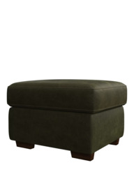 John Lewis Camden Leather Storage Footstool, Dark Leg - thumbnail 4