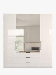 John Lewis Osaka 2m Bi-Fold Wardrobe with 2 Glass Doors, 2 Mirrored Doors & 3 Glass Drawers