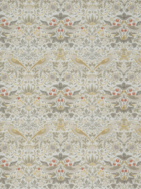 William Morris At Home Strawberry Thief Velvet Made to Measure Curtains or Roman Blind, Flint - image 1
