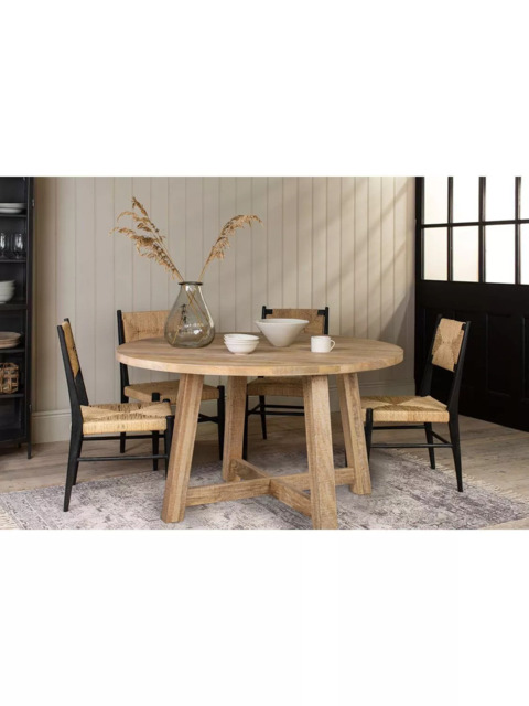 nkuku Indali 4-6 Seater Round Mango Wood Dining Table, Natural - image 1