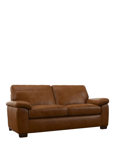 John Lewis Camden Large 3 Seater Leather Sofa, Dark Leg - image 1