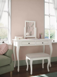 Laura Ashley Rosie Children's Dressing Table & Stool Set, Cotton White - thumbnail 1