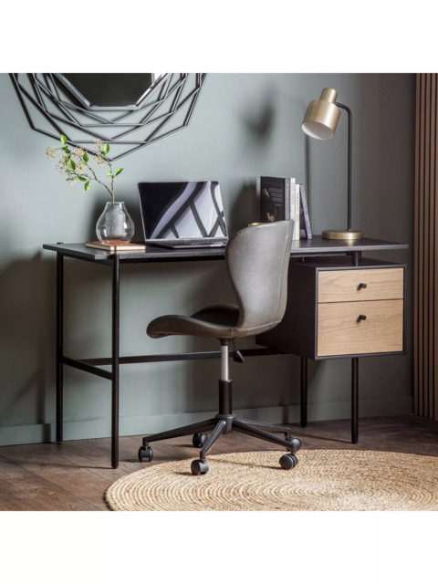 Gallery Direct Aspen 2 Drawer Desk, Black/Natural - image 1