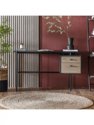 Gallery Direct Aspen 2 Drawer Desk, Black/Natural - thumbnail 2