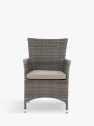 John Lewis Alora Woven Rattan 4-Seater Round Garden Dining Table & Chairs Set, Grey - thumbnail 6