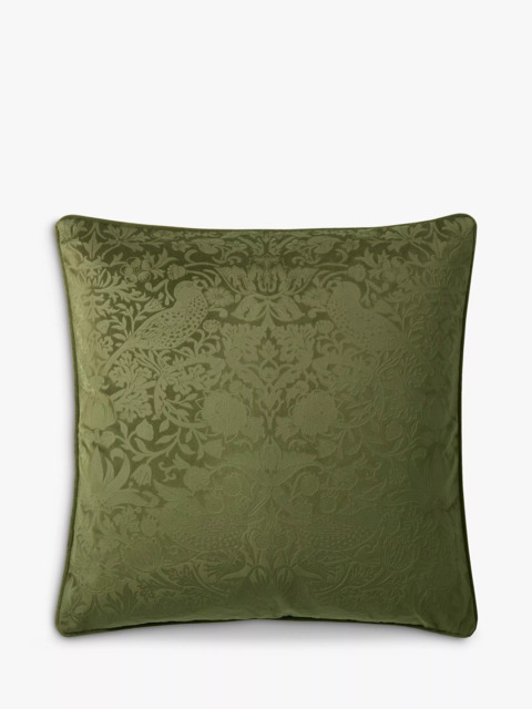 William Morris At Home Strawberry Thief Square Embossed Velvet Cushion - image 1
