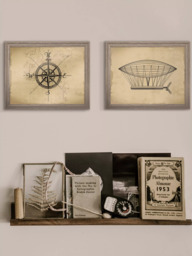 Brookpace Lascelles Air Ship 'Travel V' Framed Print, 36 x 46cm, Brown - thumbnail 2