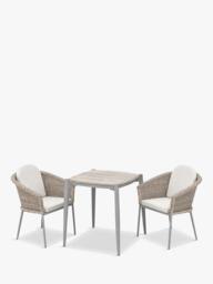 KETTLER Isla 2-Seater Square Garden Dining Bistro Table & Chairs Set, Mushroom
